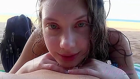 Elena Koshka In Elena Pees On The Beach And Sucks Your Cock Too